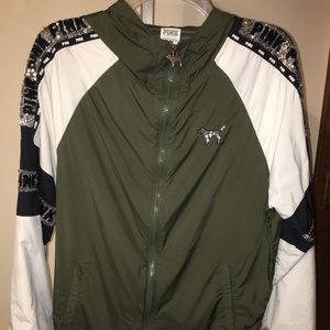 VICTORIA’S SECRET PINK GREEN BLING WINDBREAKER XS